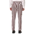thumbnail image 3 of Unique Bargains Men's Striped Pants Business Skinny Fit Color Block Trousers 38 Brown White, 3 of 6