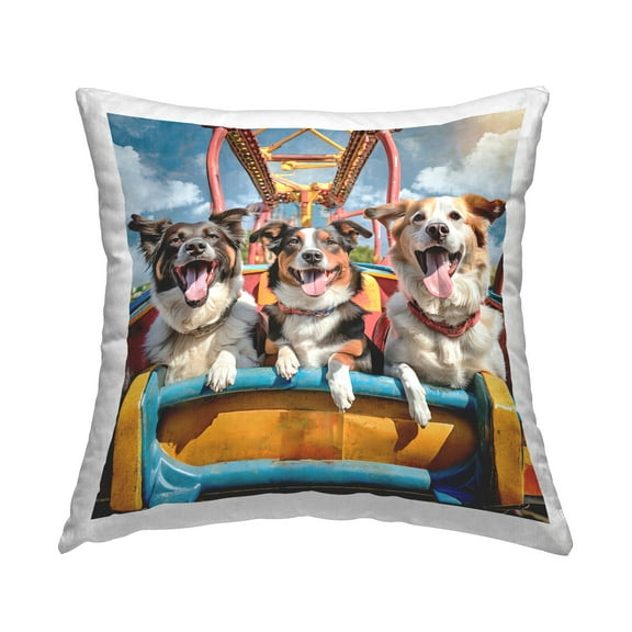 Stupell Industries Dogs on Roller Coaster Decorative Printed Throw Pillow Design by Jim Baldwin