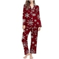 thumbnail image 2 of FDGIU Women's Christmas Pajama Set‌, Holiday Printed Long Sleeve Button Down Shirt & Pants, Cozy Festive Loungewear, 2 of 7