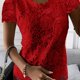 thumbnail image 1 of Camiseta De Encaje Con Cuello Redondo, Elegante Camiseta De Manga Corta Para Primavera Y Verano, Ropa De Mujer, 1 of 4