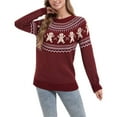 thumbnail image 3 of Pulls de Noël pour Femmes Mignon Drôle Hiver et Fêtes Tricot Rouge Vin m, 3 of 9