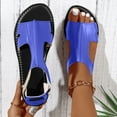 thumbnail image 2 of Xfvqtps Flats Sandals for Women Elastic Strap Put Together Side Cutout Open Toe Non Slip Breathable Beach Summer Leather Sandals Blue, 2 of 5