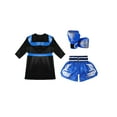thumbnail image 4 of Doomiva Unisex Kids Boxing Uniform Satin Long Hooded Boxing Robe with Waistband Muay Thai Shorts And Boxer Gloves Set Black&Blue 16, 4 of 5