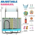 thumbnail image 4 of Baxluxe 60" Kids Trampoline 7-in-1, Elliptic Toddler Trampoline with Safety Enclosure Net, Height Adjustable Handrail & 500lbs Capacity, Mini Bouncer with Swing for Age 3-8, Blue Dinasour, 4 of 10