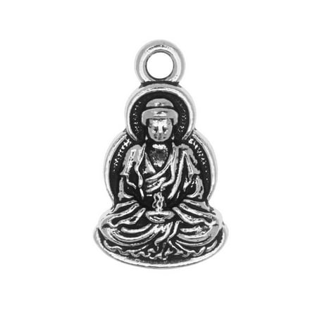 - TierraCast Pewter Charm, Seated Buddha with Loop 21.5x12mm, 1 Piece, Antiqued Silver Plated