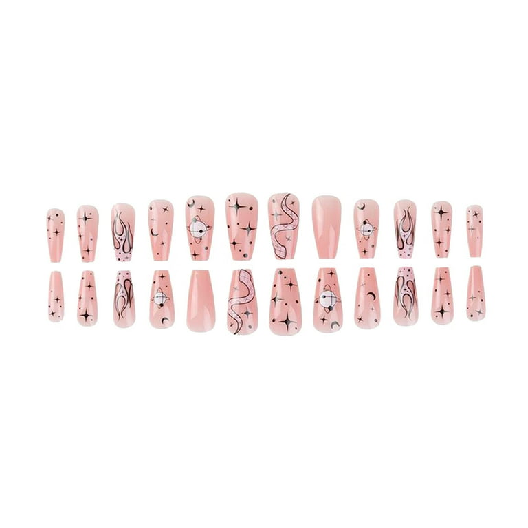  Women 24 Pack Geometric Pattern False Nail for Toe Pure color  Bridal Fake Nails Nail Tips Press on Nail Stickers Patch with Glue Black  White : Beauty & Personal Care