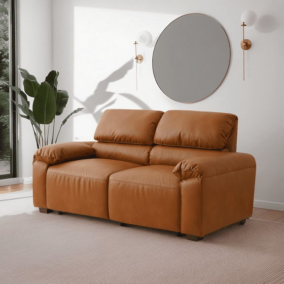 70" W Faux Leather Loveseat Sofa Pet Friendly with Deep Seat for Living Room Bedroom, Brown