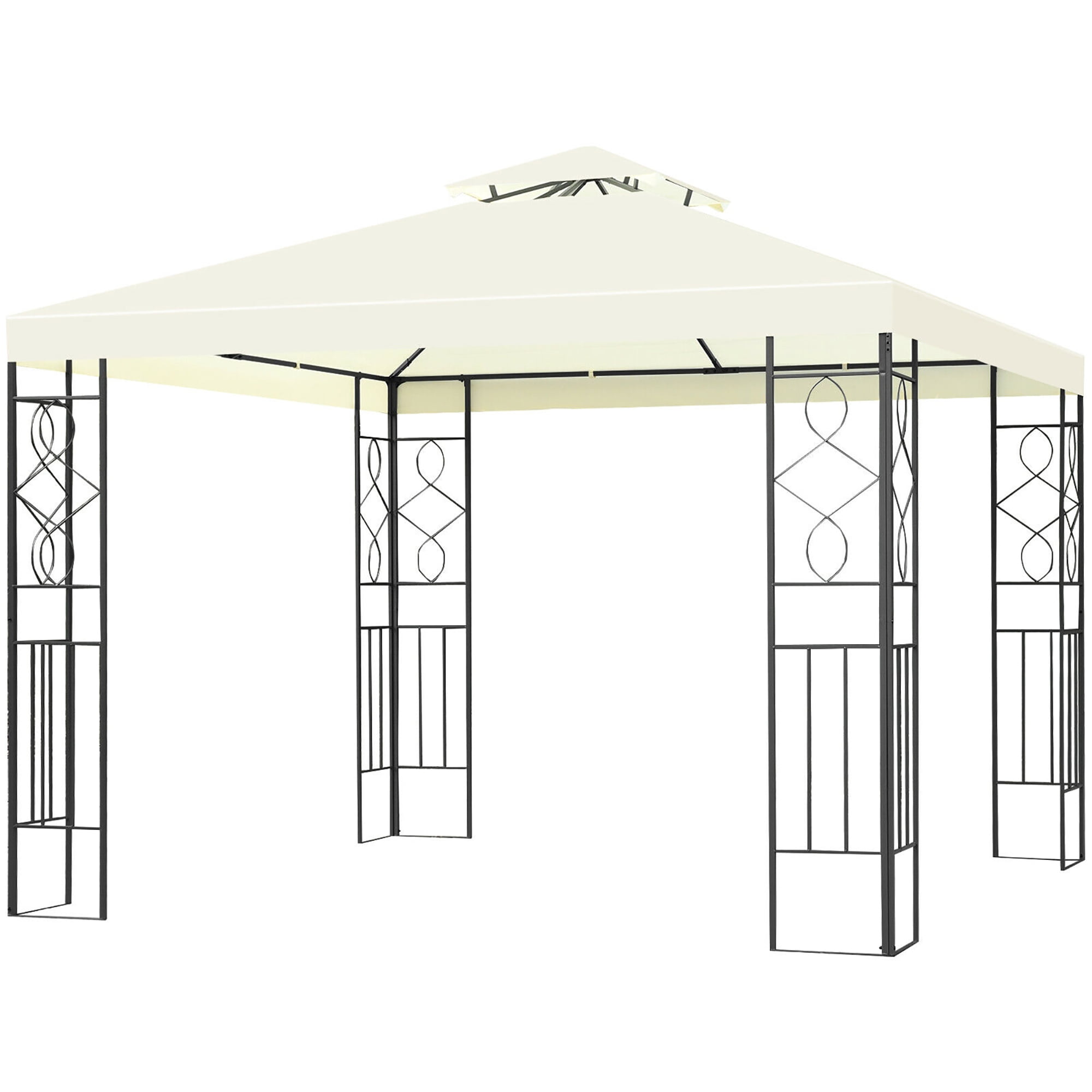 10'x13' Outdoor 2-Tier Vented Canopy Steel Gazebo BBQ Party Tent Shelter Shade