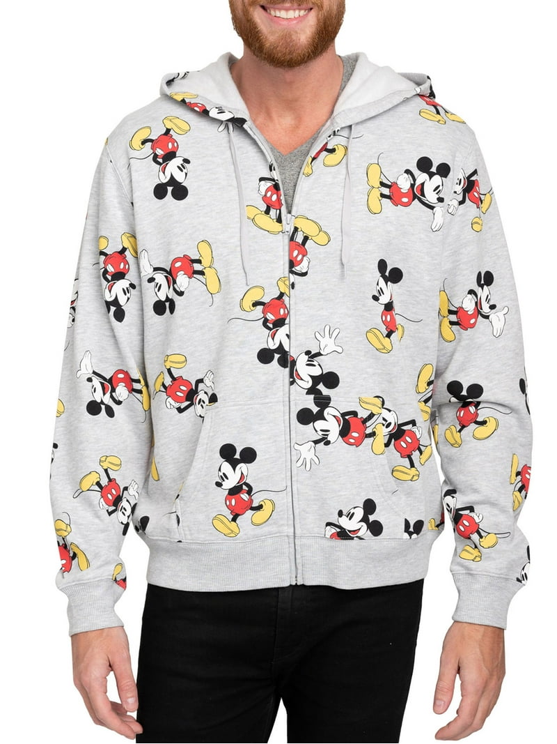 Disney Adult Mickey Mouse All-Over Print Zip Up Hooded Sweatshirt