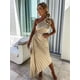 thumbnail image 5 of Vestido asimétrico ahuecado de un hombro para mujer, vestido de noche ajustado de Color sólido, Vestido de playa plisado con cuello inclinado elegante, Sexy, 5 of 5