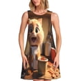 thumbnail image 1 of Fotbe Cartoon Cooking Cat Vestido de Verano sin Mangas para Mujer – Vestido Midi Línea A, Estilo Camiseta Floral, Vestido Playero Casual y Fluido, 1 of 7