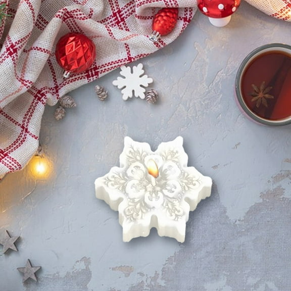 Kbndieu 2.99 Inch Christmas Scented Candles, Christmas Decorations Snowflake Aromatherapy Candle, Scented Candles Christmas Gift Xmas Home Room Table Decorations Party Favors Christmas Clearance