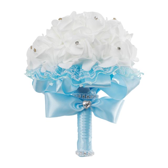 Ramo de flores artificiales para boda, accesorios para fotos, de novia románticos, flores artificiales para el hogar, festivales, aniversarios y Azul