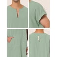 thumbnail image 5 of INSPIRE CHIC Men's V-Neck Short Sleeves Cotton Side Split Long Nightshirt M Light Green, 5 of 5
