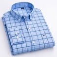thumbnail image 3 of Camisa retro informal de algodón puro con estampado a cuadros y lavado enzimático para hombre, camisa bordada de primavera, 3 of 5
