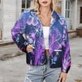 thumbnail image 3 of Jackets for Women Winter Coat Jackets Flannel Stand Collar Jacket(Purple Butterfly Scenery,Size:S-4XL), 3 of 7