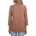 thumbnail image 2 of Womens Tops Dressy Casual 3/4 Length Sleeve V Neck Shirts and Blouses Zipper Collar Women Polo Shirts, 2 of 4