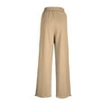 thumbnail image 5 of Womens Cotton Sweatpants Elastic High Waisted Flared Wide Leg Trouser Pants with Pockets Fall Winter Sports Wear (S, Khaki), 5 of 7