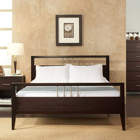 bed platform king espresso headboard footboard nevis california accented chrome cutout rectangular walmart queen