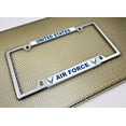 thumbnail image 3 of [Officially Licensed Product] - U.S. Air Force - Domed Custom-Made Personalized Narrow (Thin) Top 4 Hole Metal Car License Plate Frame with Free caps - Chrome (Quantity: 1 Frame), 3 of 8