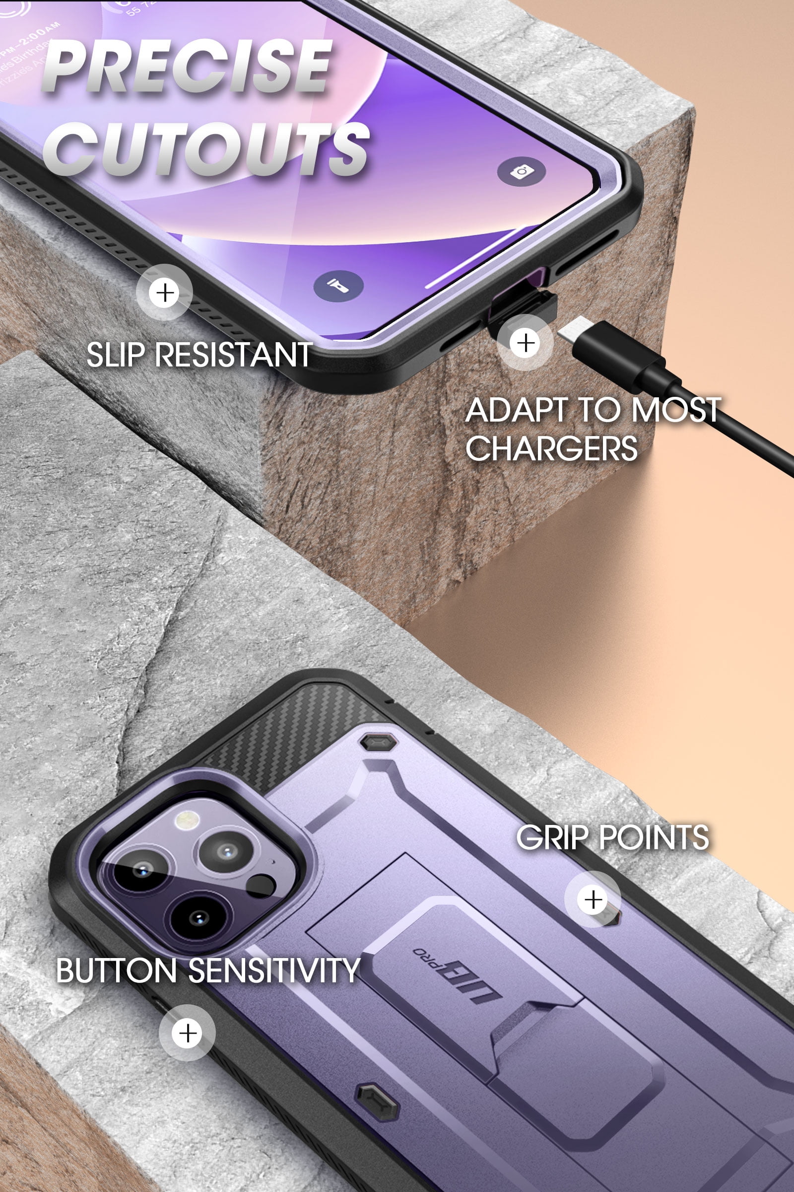 SupCase Unicorn Beetle Pro - Protective case for cell phone - rugged - MagSafe compatibility - polycarbonate, thermoplastic polyurethane (TPU) - deep purple - 6.7" - for Apple iPhone 14 Pro Max