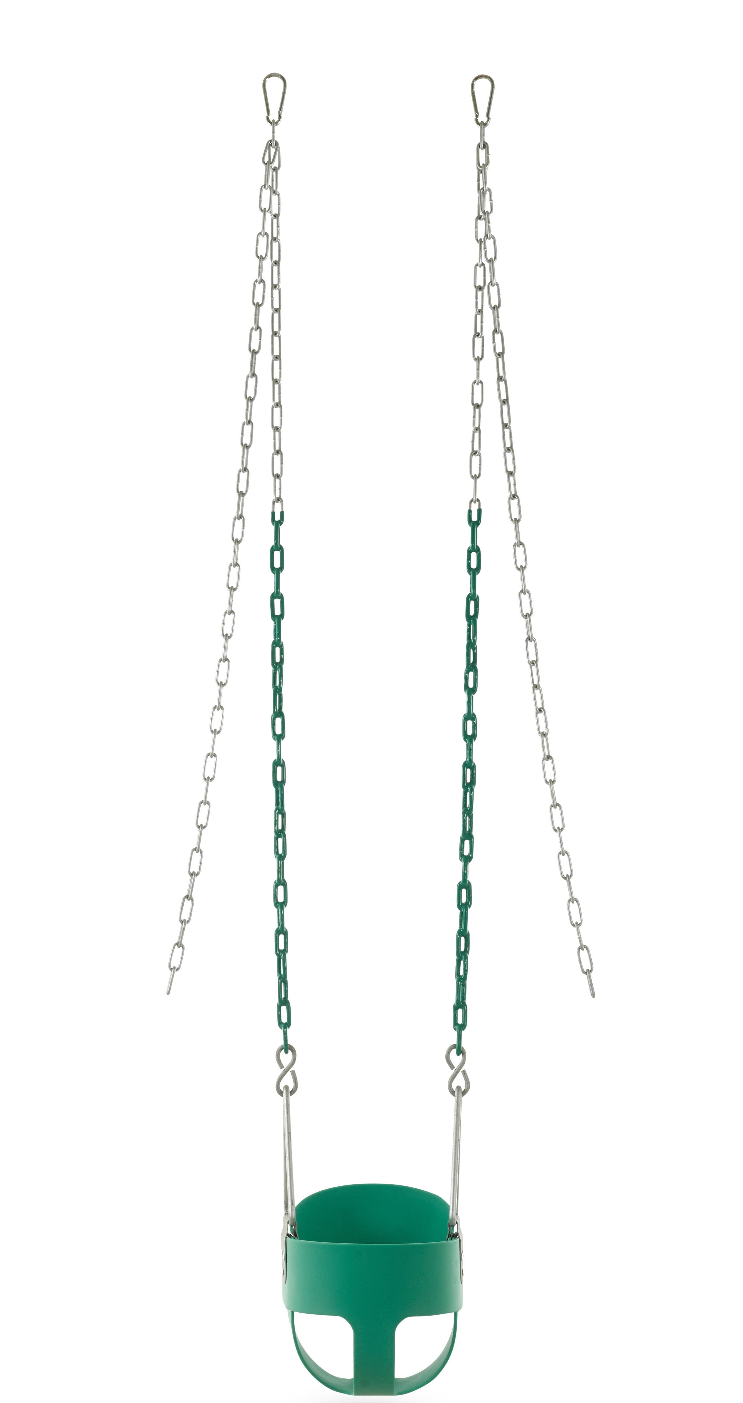 Outdoor Heights High Back Full Bucket Toddler & Baby Swing Set for Backyard Swing with Vinyl Coated Chain (2, Green)