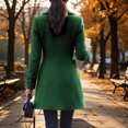 thumbnail image 4 of Mifsaly Womens Double Breasted Pea Coat Notch Lapel Long Sleeve Tailored Winter Jacket Warm Elegant Mid Length Outerwear for Office Work Travel Green,M, 4 of 5