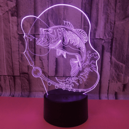 

JUSTUP 3D Fishing Fish Night Light Lamp Illusion Night Light 7 Color Changing Touch Switch Table Desk Decoration Lamps Gift Acrylic Flat