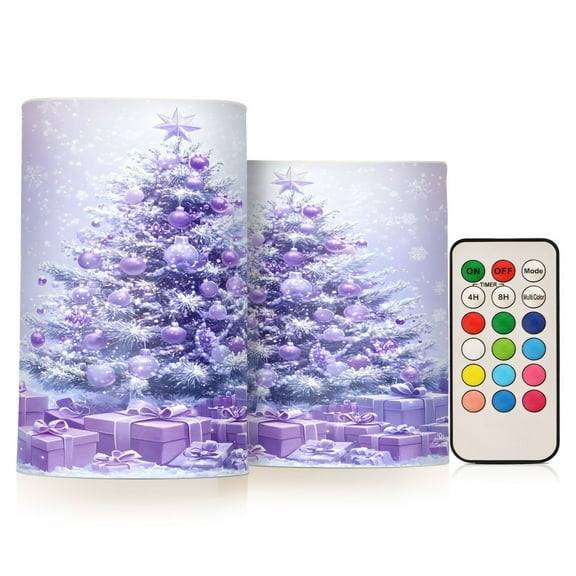 ALAZA A Beautiful Christmas Tree 2 PCs LED Flickering Flameless Candles with Remote Timer Battery Operated Candle