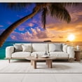thumbnail image 2 of Wallpaper Seascape Sunset Palm Coconut Tree Modern Palm Tree Peel and Stick Wall Murals 69"H x 96"W Removable PVC Wall Paper Self-Adhesive Wall Paintings Art Decor for Bedroom Living Room, 2 of 7