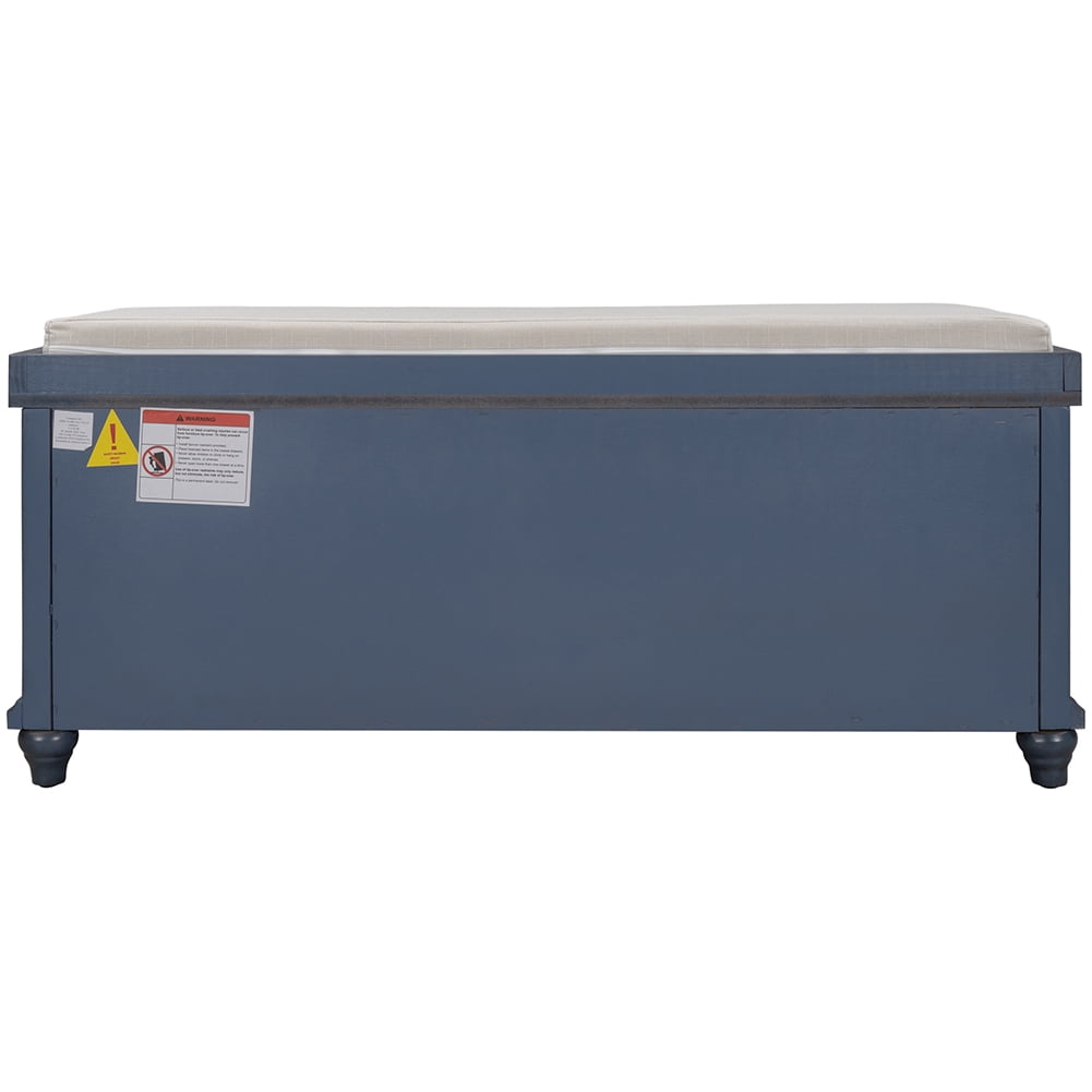 Lowestbest Storage Bench with Removable Cushion, Louver Design Wooden Shoe Bench for Entryway Living Room Bedroom (Navy Blue) Lowestbest Storage Bench with Removable Cushion, Louver Design Wooden Shoe Bench for Entryway Living Room Bedroom (Navy Blue)