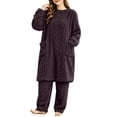 thumbnail image 5 of Naotn Women's Flannel 2 Piece Pajama Set Winter Warm Fleece Pullover Sleepdress & Pants Comfy Soft Loungewear Set, 5 of 9