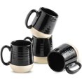thumbnail image 1 of Juego de tazas de café Hasense de cerámica de 15 onzas con asas negras, 4 unidades, 1 of 7
