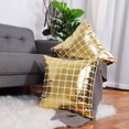thumbnail image 3 of PiccoCasa 18 inch Gold Bronzing Throw Pillow Cover Square Cushion Cover, Gold Plaid 2, 3 of 7