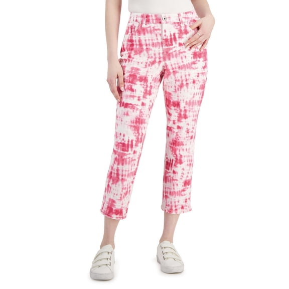 Style & Co. Women's Mid Rise Curvy Cuffed Capri Jeans Sangria Dye Size 12