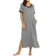 thumbnail image 3 of Camisones largos qucoqpe para mujer, de algodón, liso, con cuello en V, manga corta, ropa de dormir suave para mujer con bolsillos en liquidación, 3 of 5