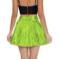 thumbnail image 6 of VUPSGEZ Women's Solid Shiny Flared Pleated Mini Skirt Sexy Costume Party Skirt (Green,S), 6 of 8