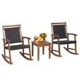 thumbnail image 6 of BLACK JAGUAR 3 PCS Patio Rattan Bistro Set Outdoor Rocking Chairs & Table Set Rustic Brown, 6 of 6
