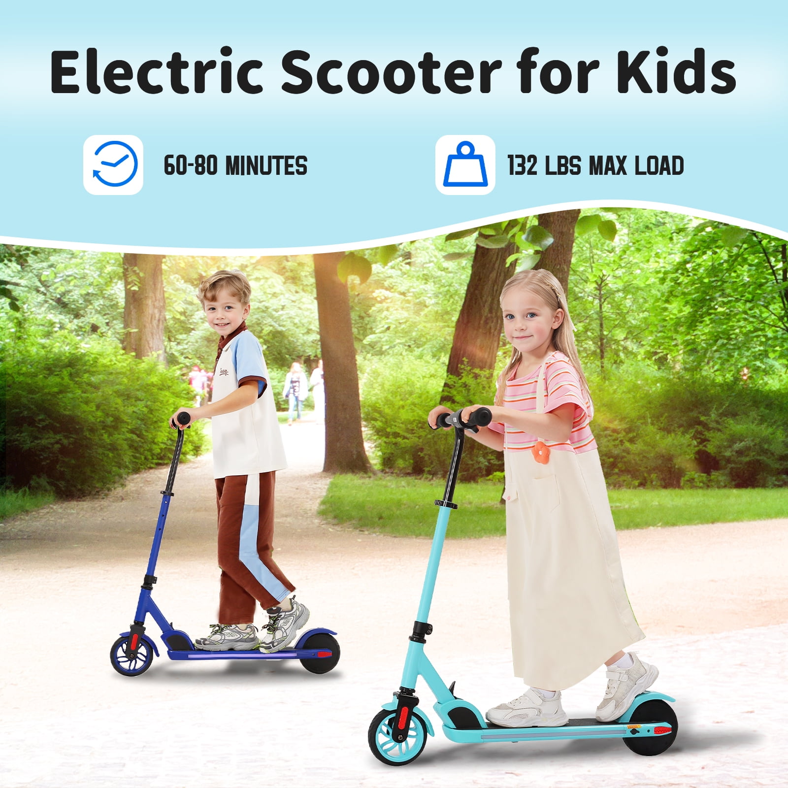 SANOPY 180W Electric Scooter for Kids, 3 Speeds and Height Adjustable,up to 10 mph, 80 Mins Ride Time,LED Visible Display for Kids Ages 6-14,Ideal Gifts for Kids