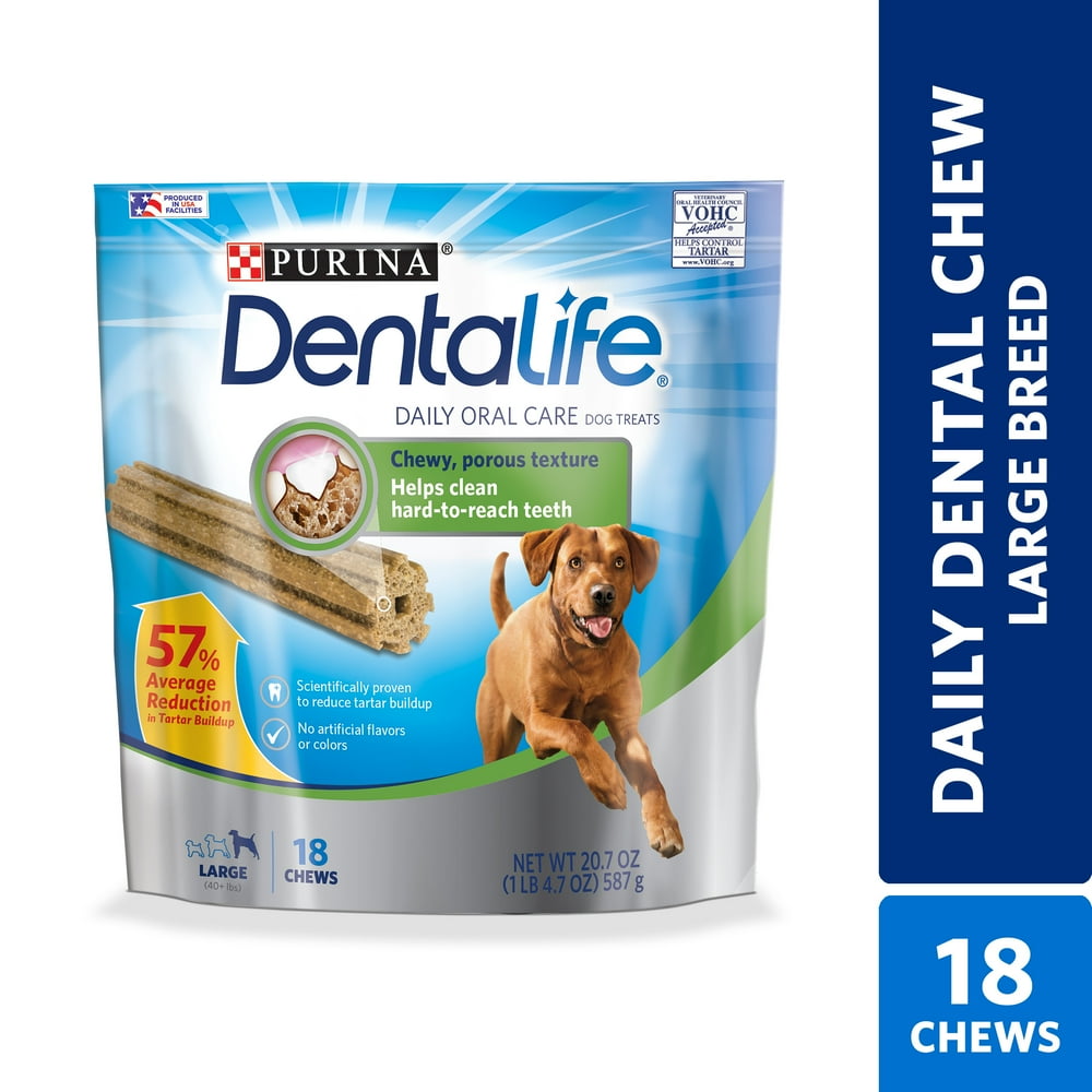 Purina DentaLife Large Dog Dental Chews, Daily, 18 ct. Pouch - Walmart