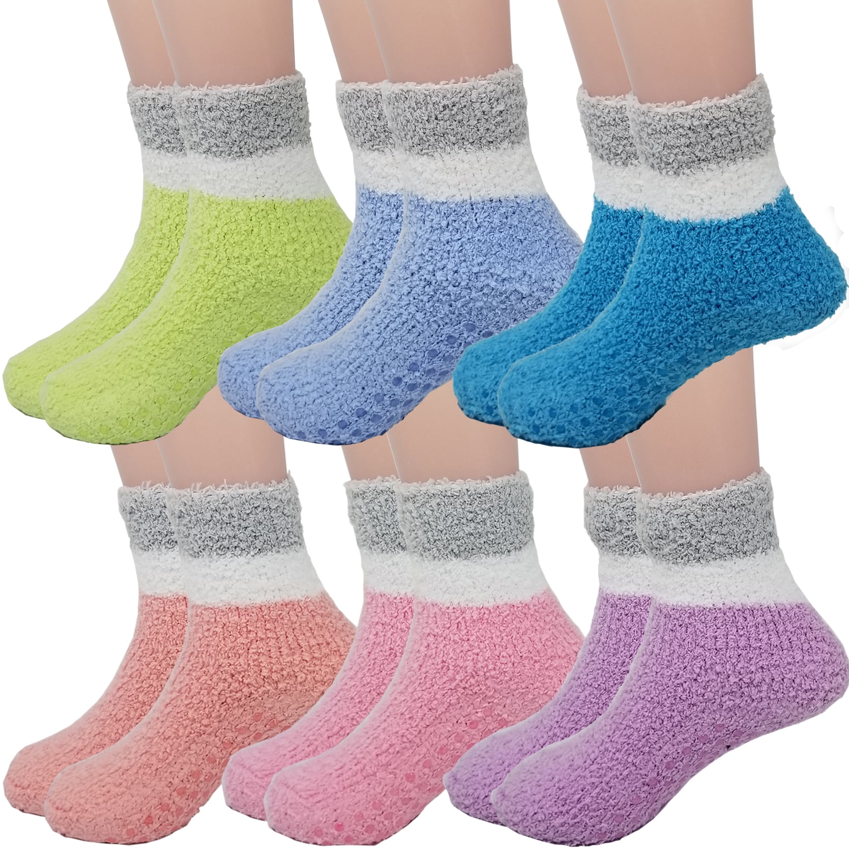 Debra Weitzner Debra Weitzner Warm Fuzzy Socks for Kids with Grippers No Skid Slipper Socks