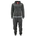 thumbnail image 1 of 9 Crowns Men's Speckled Varsity Stripe Hoodie Jacket Pant Tracksuit Set (Medium, Dark Grey), 1 of 5