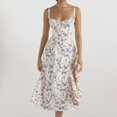 thumbnail image 4 of Robe Midi à Bretelles pour Femme, Imprimé Floral, Mode, Sans Manches, Robe Féminine, Vestidos, 4 of 7