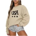 thumbnail image 1 of Qiopertar Mode Femmes Col Rond Manches Longues Imprimé Chandail en Molleton Ample Blouse Hauts Liquidation Livraison Gratuite à Moins de 5$ jusqu'à 90 % de Réduction, 1 of 4