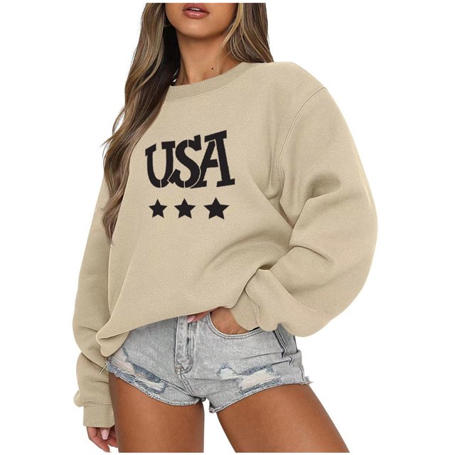 Qiopertar Mode Femmes Col Rond Manches Longues Imprimé Chandail en Molleton Ample Blouse Hauts Liquidation Livraison Gratuite à Moins de 5$ jusqu'à 90 % de Réduction