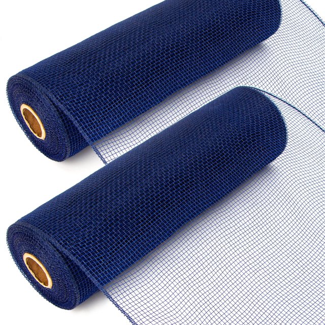 Cinta decorativa Ribbli de malla azul marino de 25 cm x 9 m, 2 rollos