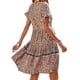 thumbnail image 4 of SAYOO Vestido de manga corta para mujer, estampado floral vintage, cuello redondo, botón trasero, vestido de playa de vacaciones de verano SAYOO  Moda, 4 of 5