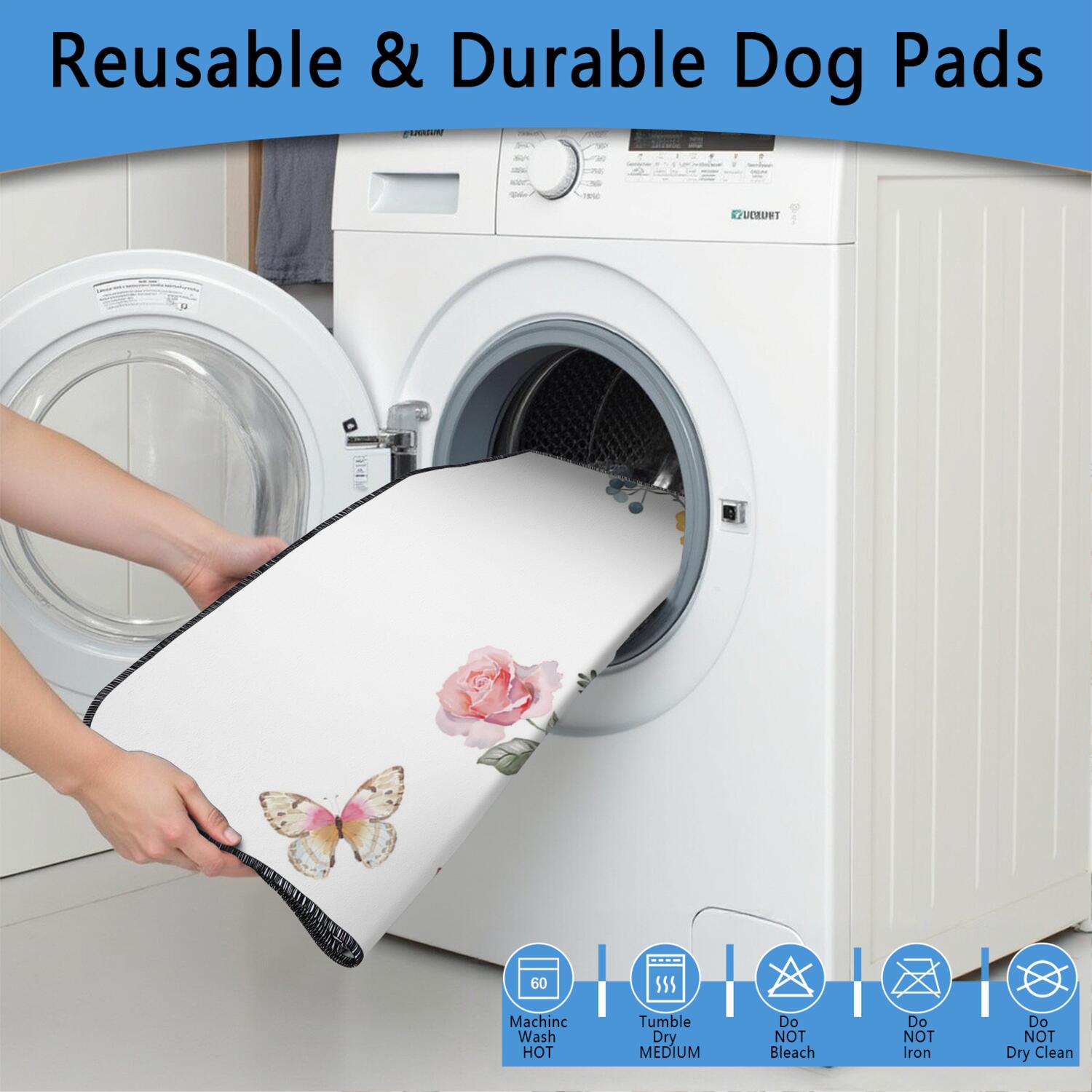 Large 72x72 Inch Washable Puppy Pads with Flower Print, Reusable Highly Absorbent Dog Wee Pads, Non-Slip Backing for Hard Surface Floor Protection