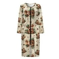 thumbnail image 5 of FOR U DESIGNS Highland Cattle Holly Pattern Womens Nightgown Soft Womens Embroidered Housecoat Lightweight Zipper Dusters Robe Long Sleeve Sleep Dress Christmas Decor with Pockets, XL, 5 of 8