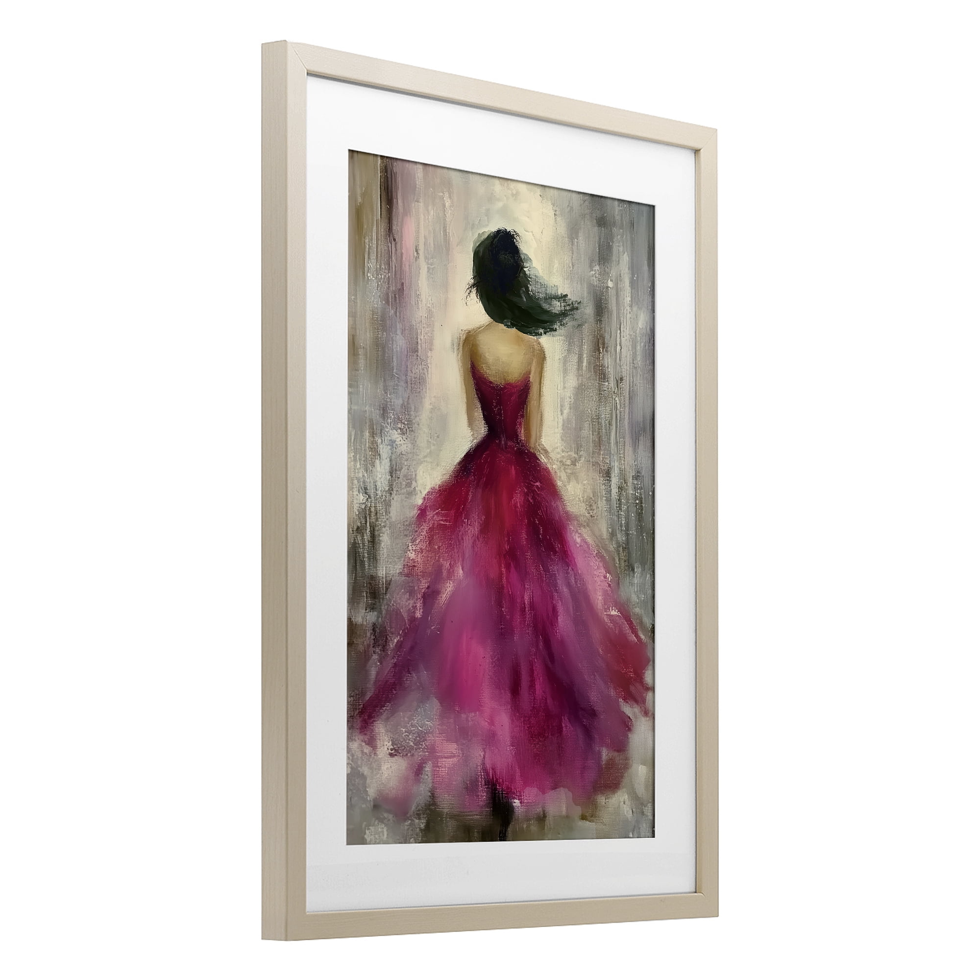 After Midnight Girl in Gown Birch Framed Print Under Glass, design by Annabelle Hall
